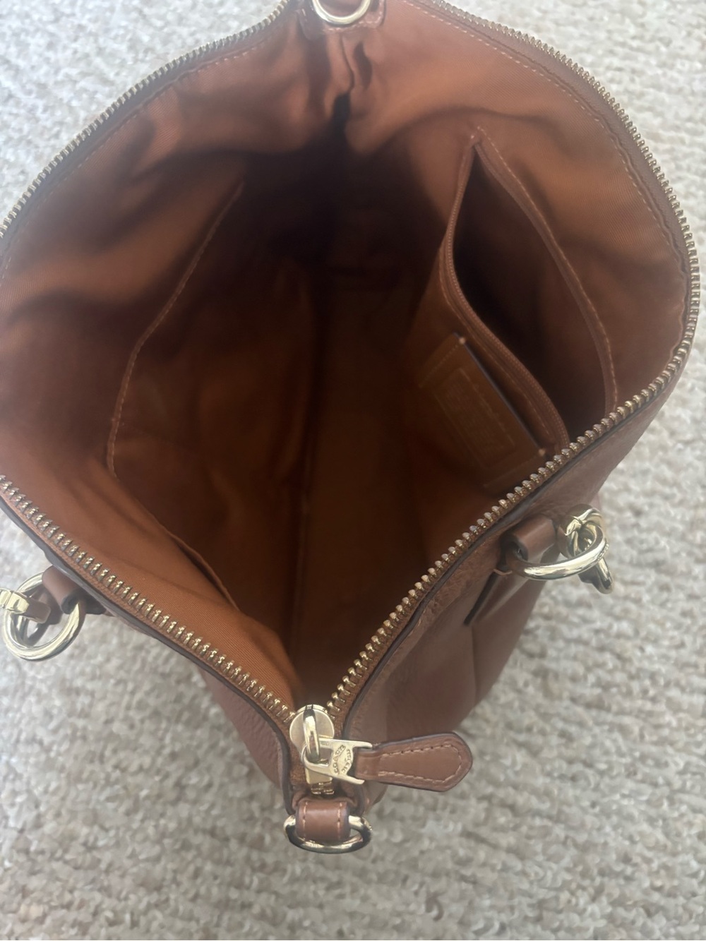 COACH Brown Pebbled Leather Satchel with Gold Hardware - Picture 3 of 4